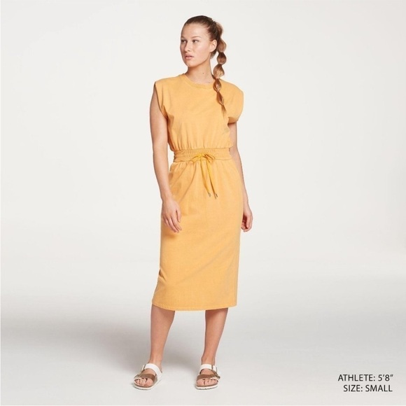 NWT CALIA by Carrie Underwood Dress Extended Shoulder Midi Sleeveless Smocked S - Picture 8 of 8